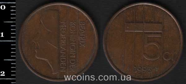 Монета Нідерланди 5 центів 1996