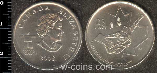 Монета Канада 25 центів 2008
