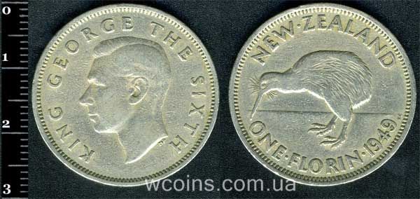 Coin New Zealand 1 florin 1949