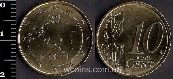 Монета Естонія 10 євроцентів 2011