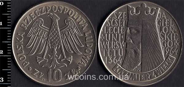 Монета Польща 10 злотих 1964