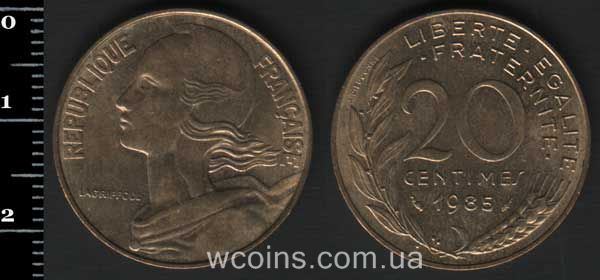 Монета Франція 20 сантимів 1985
