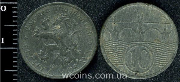 Монета Чехословаччина 10 геллерів 1941