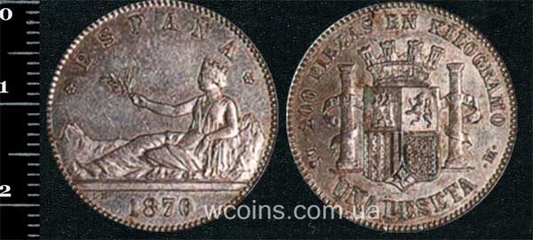 Монета Іспанія 1 песета 1870