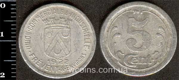 Монета Франція - нотгельди 1914 - 1931 5 сантимів 1922