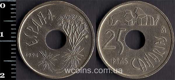 Монета Іспанія 25 песет 1994