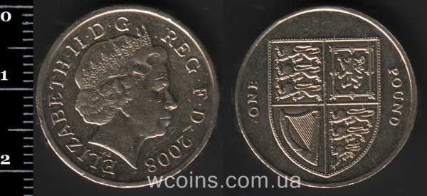Монета Великобританія 1 фунт 2008