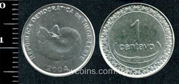 Монета Тимор 1 сентаво 2004