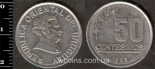 Монета Уругвай 50 сентесимо 1998