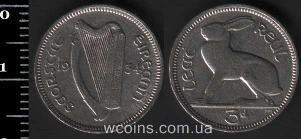Монета Ірландія 3 пенса 1934