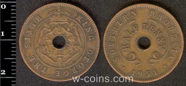 Coin Zimbabwe 1/2 penny 1951