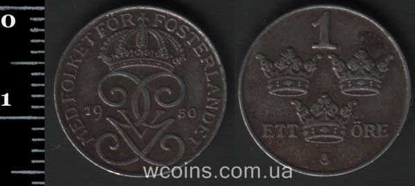 Монета Швеція 1 ере 1950