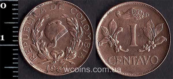 Монета Колумбія 1 сентаво 1967