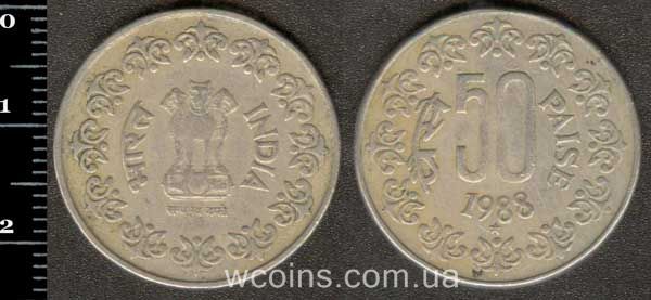 Монета Індія 50 пайс 1988