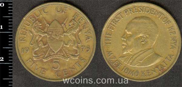 Монета Кенія 5 центів 1975