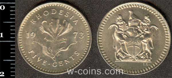 Монета Зімбабве 5 центів 1973
