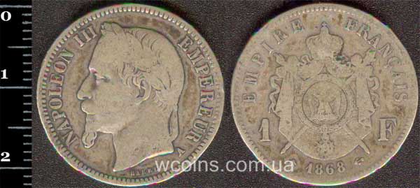 Монета Франція 1 франк 1868