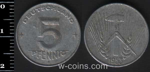 Монета Німеччина 5 пфенігів 1953
