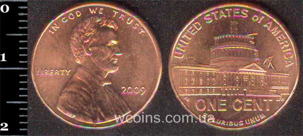 Монета США 1 цент 2009