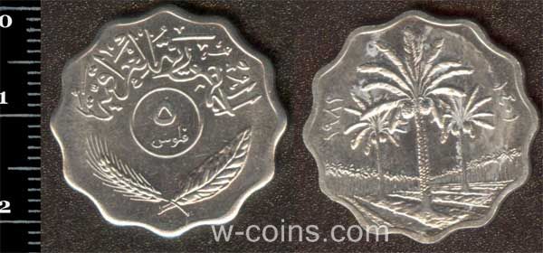 Coin Iraq 5 fils 1981