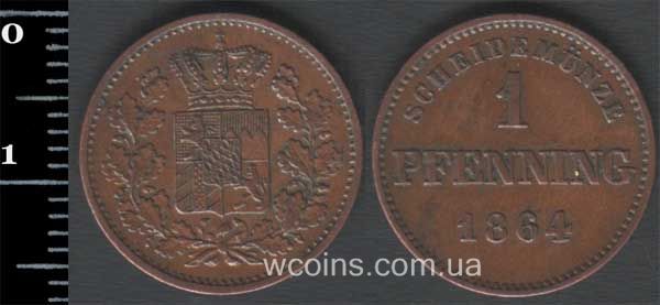 Монета Баварія 1 пфеніг 1864