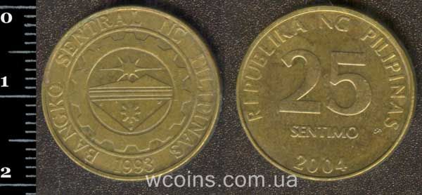 Монета Філіппіни 25 сентимо 2004