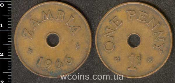 Монета Замбія 1 пенні 1966