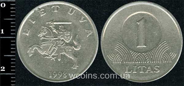 Монета Литва 1 літ 1998