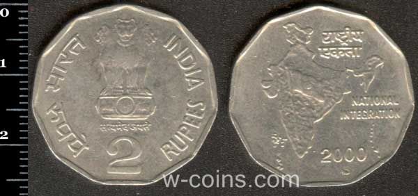 Монета Індія 2 рупії 2000