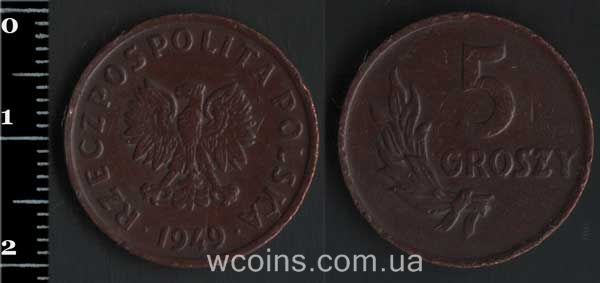 Монета Польща 5 грошей 1949