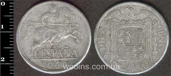 Монета Іспанія 10 сантимів 1940