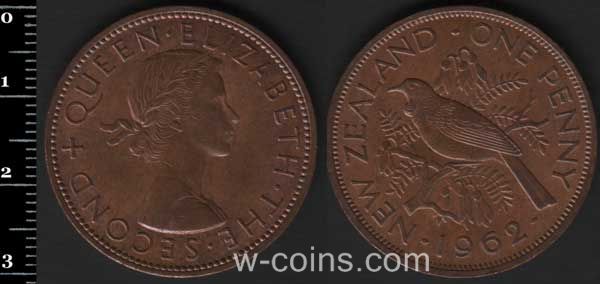 Coin New Zealand 1 penny 1962