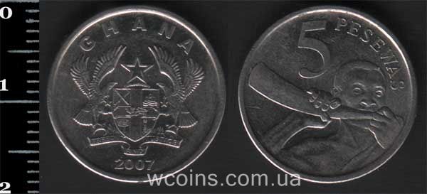 Монета Гана 5 песава 2007