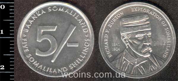 Монета Сомаліленд 5 шилінгів 2002