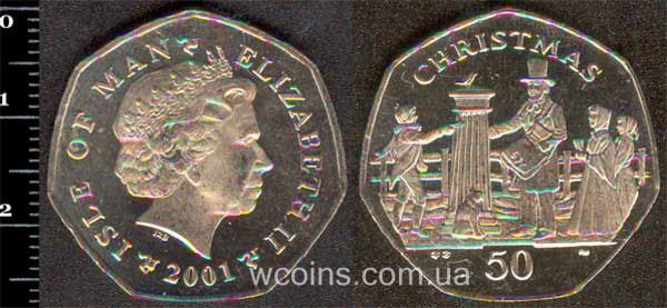 Монета Мен 50 пенсів 2001