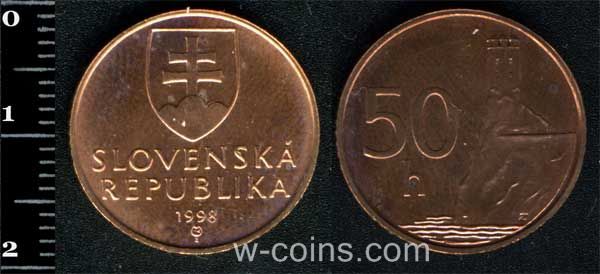 Монета Словаччина 50 гелерів 1998