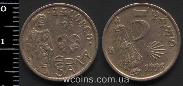 Монета Іспанія 5 песет 1993