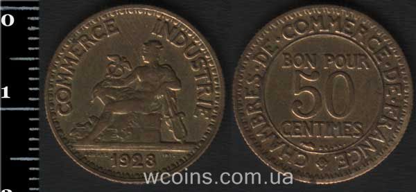 Монета Франція 50 сантимів 1923