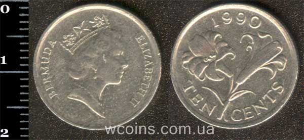 Монета Бермудські Острови 10 центів 1990
