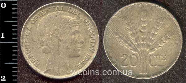 Монета Уругвай 20 сентесимо 1942