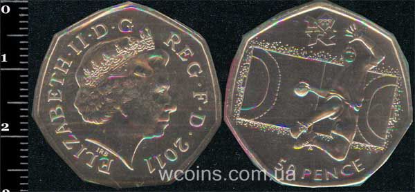 Монета Великобританія 50 пенсів 2011