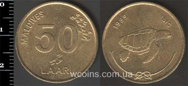 Монета Мальдіви 50 ларі 1995