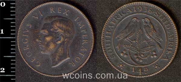 Монета Південна Африка 1/4 пенні 1938