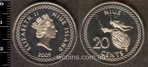 Монета Ніуе 20 центів 2009