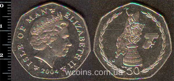 Монета Мен 50 пенсів 2004