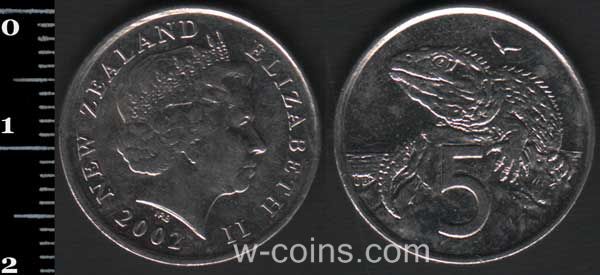 Coin New Zealand 5 cents 2002