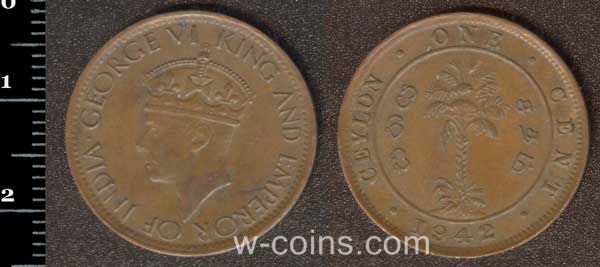 Монета Шрі-Ланка 1 цент 1942