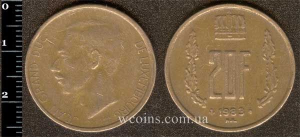 Монета Люксембург 20 франків 1983