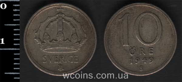 Coin Sweden 10 øre 1949