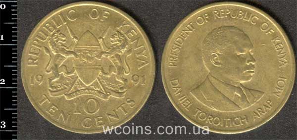 Монета Кенія 10 центів 1991